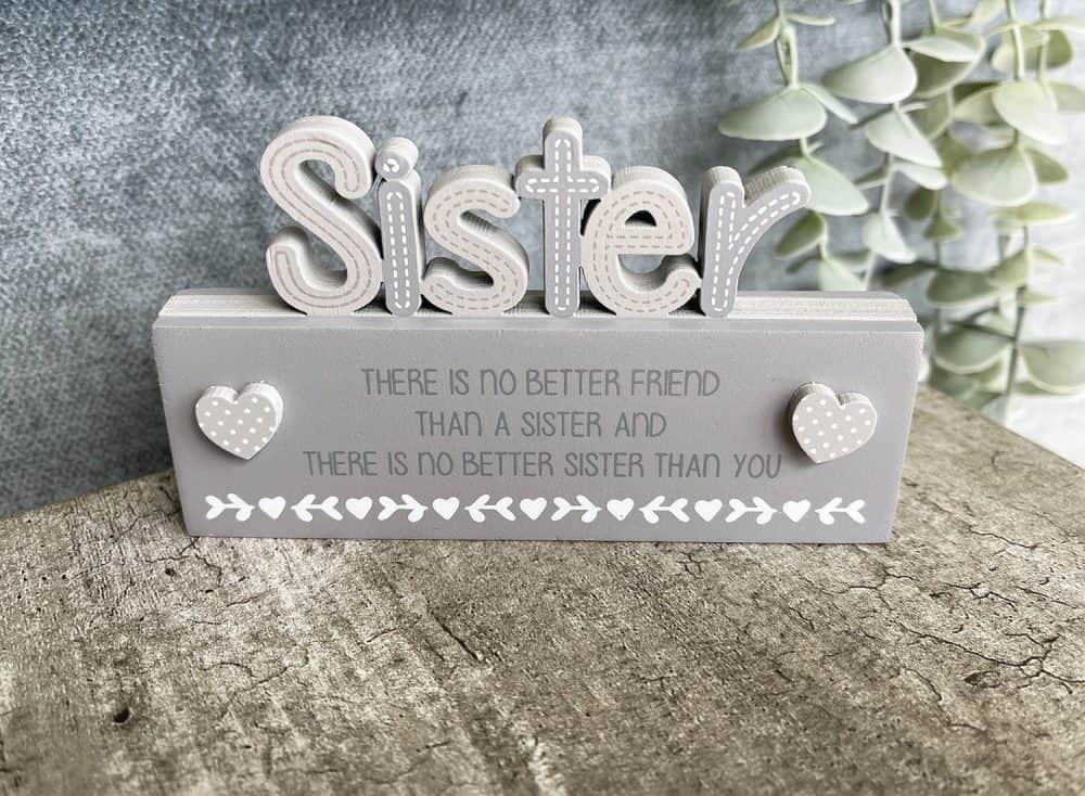 Sister Cut Out Block Decoration