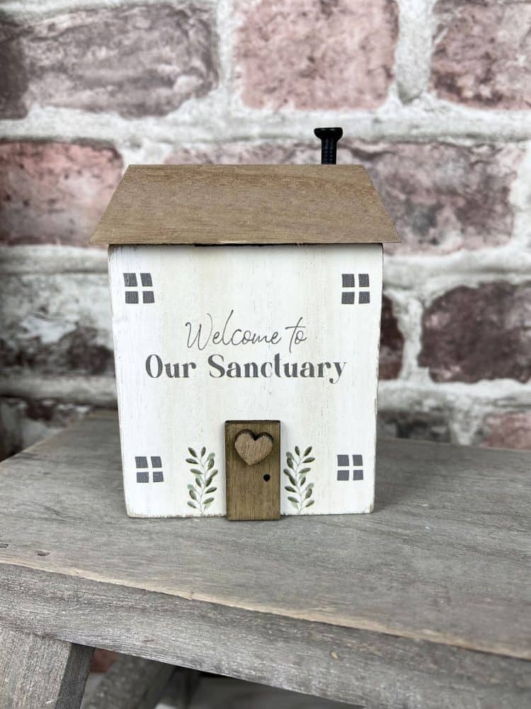 Welcome To Our Sanctuary Wooden House Block Ornament - Langs