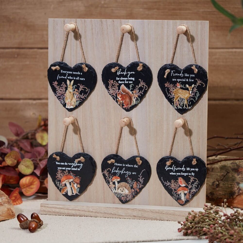 'Good Friends' Robin on Mushroom Slate Heart Hanging Plaque - Langs - Image 2