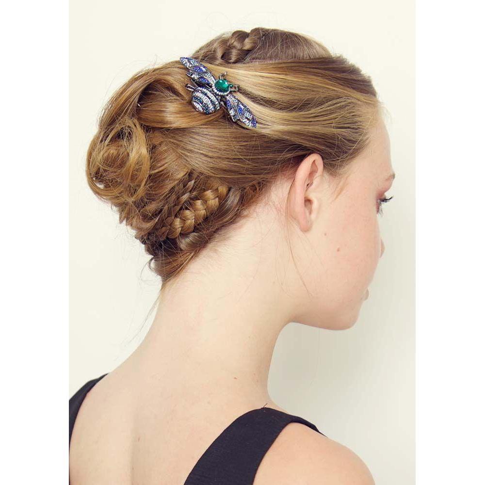 Rosie Fox Blue Crystal Bumble Bee Brooch and Hair Clip - Image 3