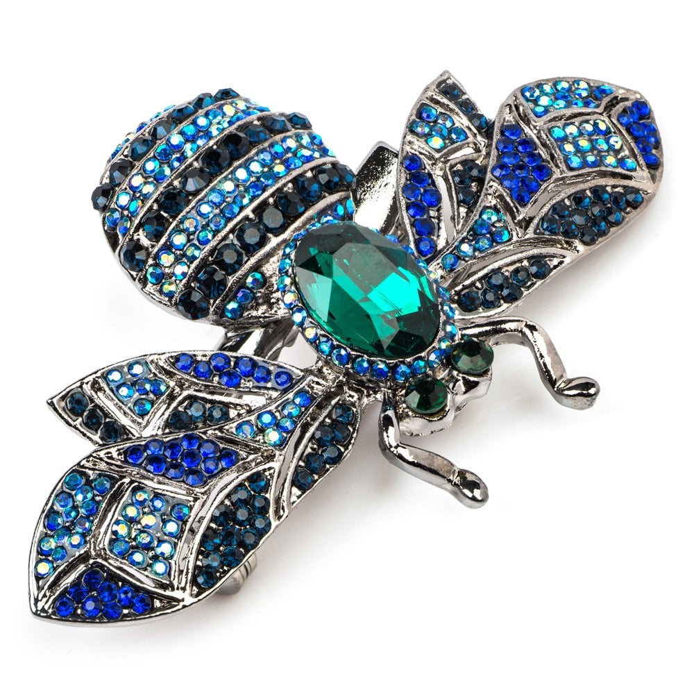 Rosie Fox Blue Crystal Bumble Bee Brooch and Hair Clip