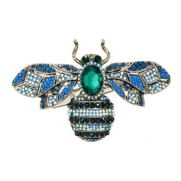 Rosie Fox Blue Crystal Bumble Bee Brooch and Hair Clip - Image 2