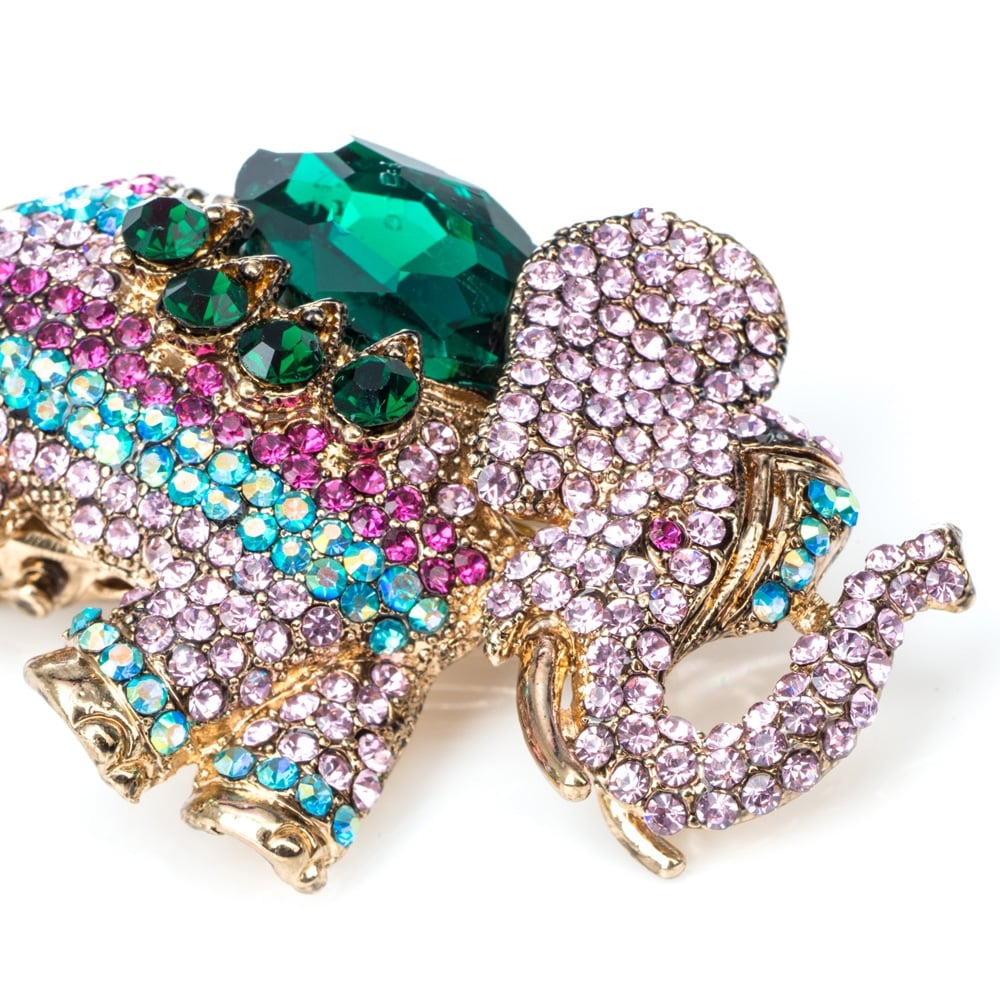 Rosie Fox Pink Crystal Elephant Brooch and Hair Clip - Image 4