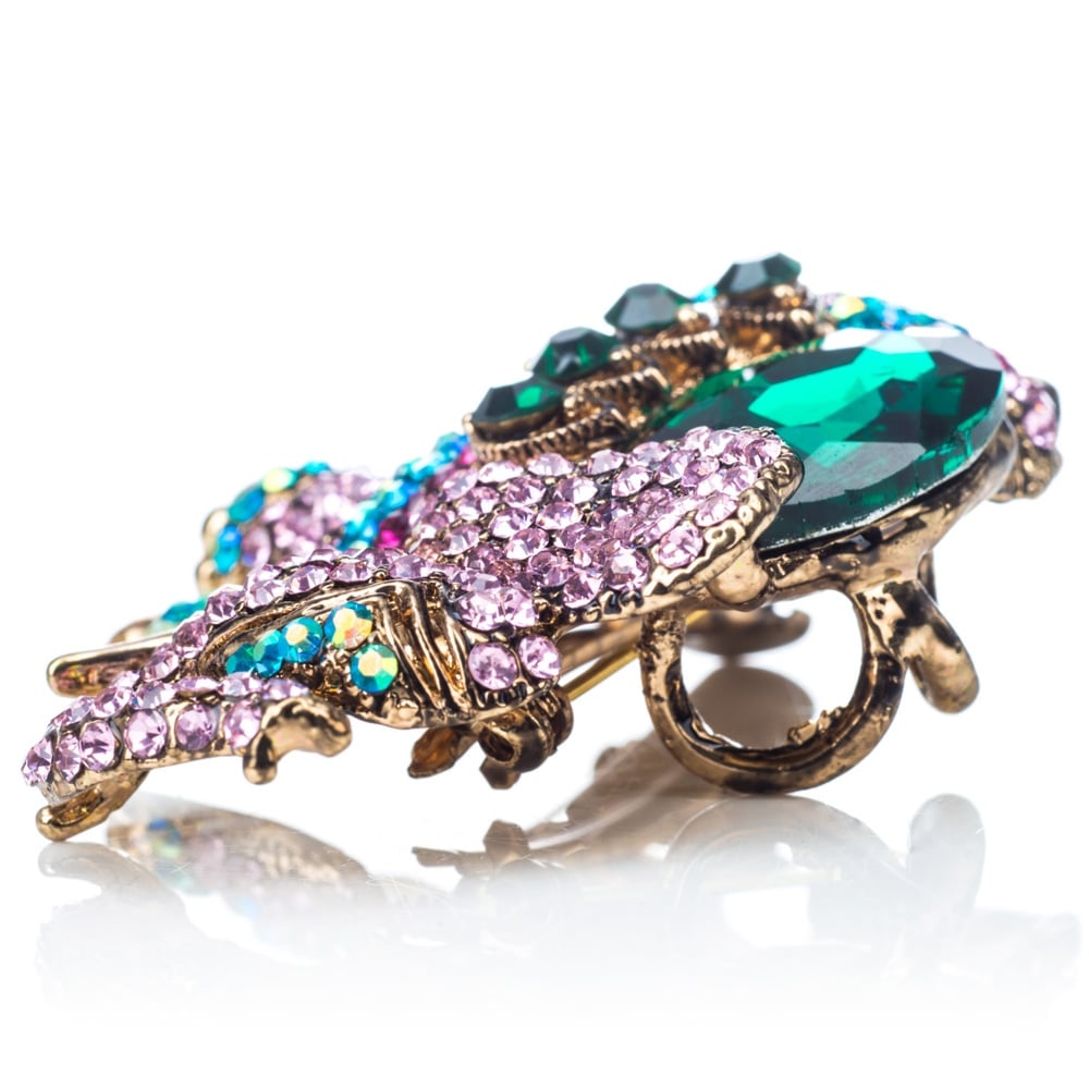 Rosie Fox Pink Crystal Elephant Brooch and Hair Clip - Image 2