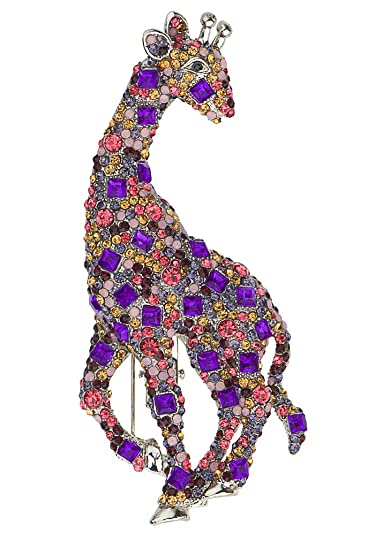 Rosie Fox Large Pink Crystal Giraffe Brooch and Hair Clip