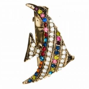 Rosie Fox Rainbow Crystal Fish Brooch and Hair Clip
