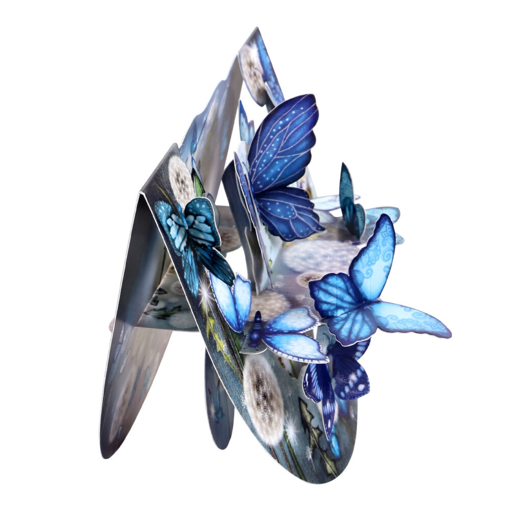 Santoro Blue Butterflies Popnrock 3D Pop-Up Card - Greetings and Birthday Card - Image 2