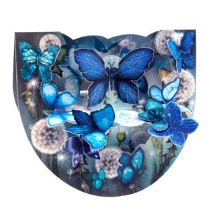 Santoro Blue Butterflies Popnrock 3D Pop-Up Card - Greetings and Birthday Card