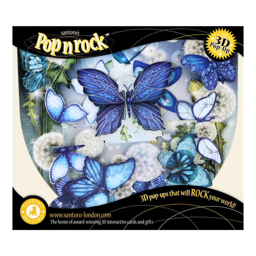 Santoro Blue Butterflies Popnrock 3D Pop-Up Card - Greetings and Birthday Card - Image 6