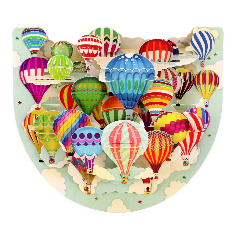 Santoro Hot Air Balloons Popnrock 3D Pop-Up Card - Greetings and Birthday Card