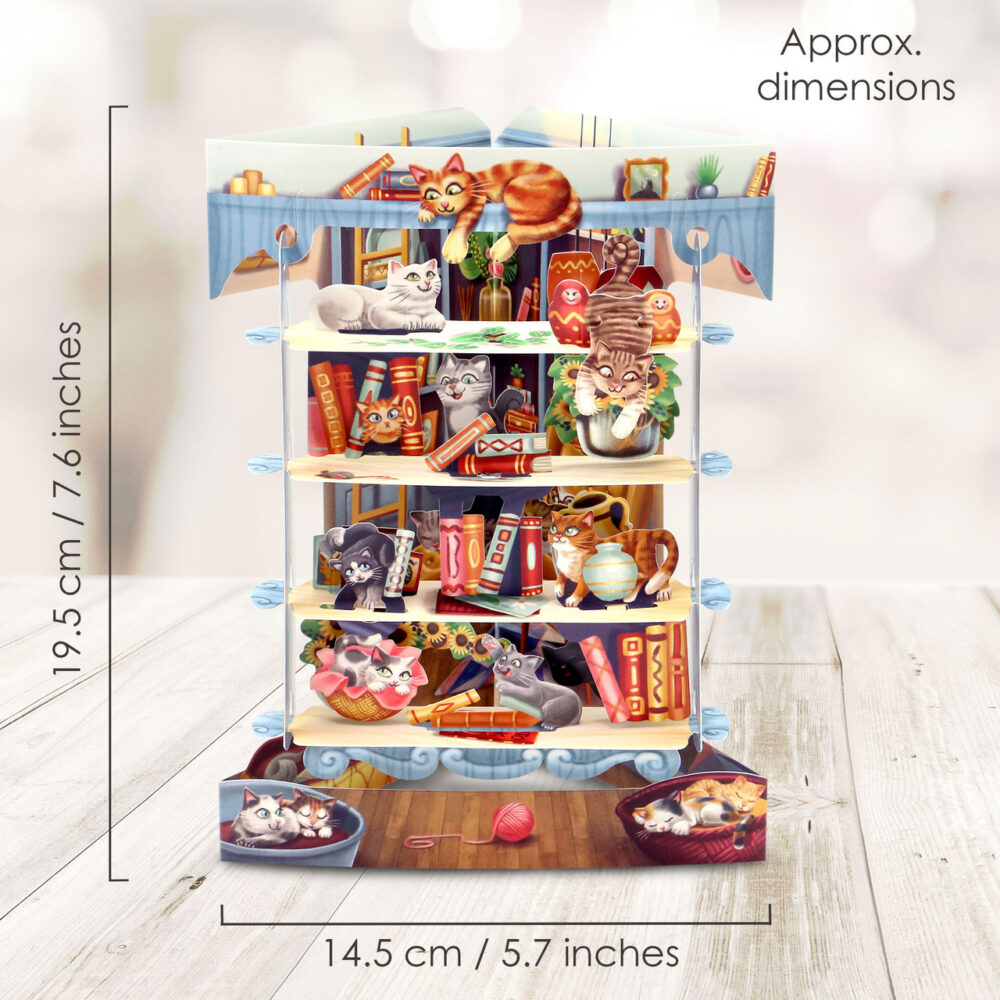Santoro Cats in the Library 3D Pop-Up Swing Card - Greetings and Birthday Card - Image 5