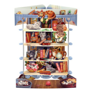 Santoro Cats in the Library 3D Pop-Up Swing Card - Greetings and Birthday Card