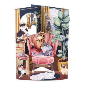 Santoro Lounging Cats 3D Pop-Up Swing Card - Greetings and Birthday Card