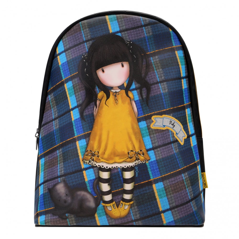 Santoro Gorjuss Tartan Mini Rucksack - Ruby (Yellow)