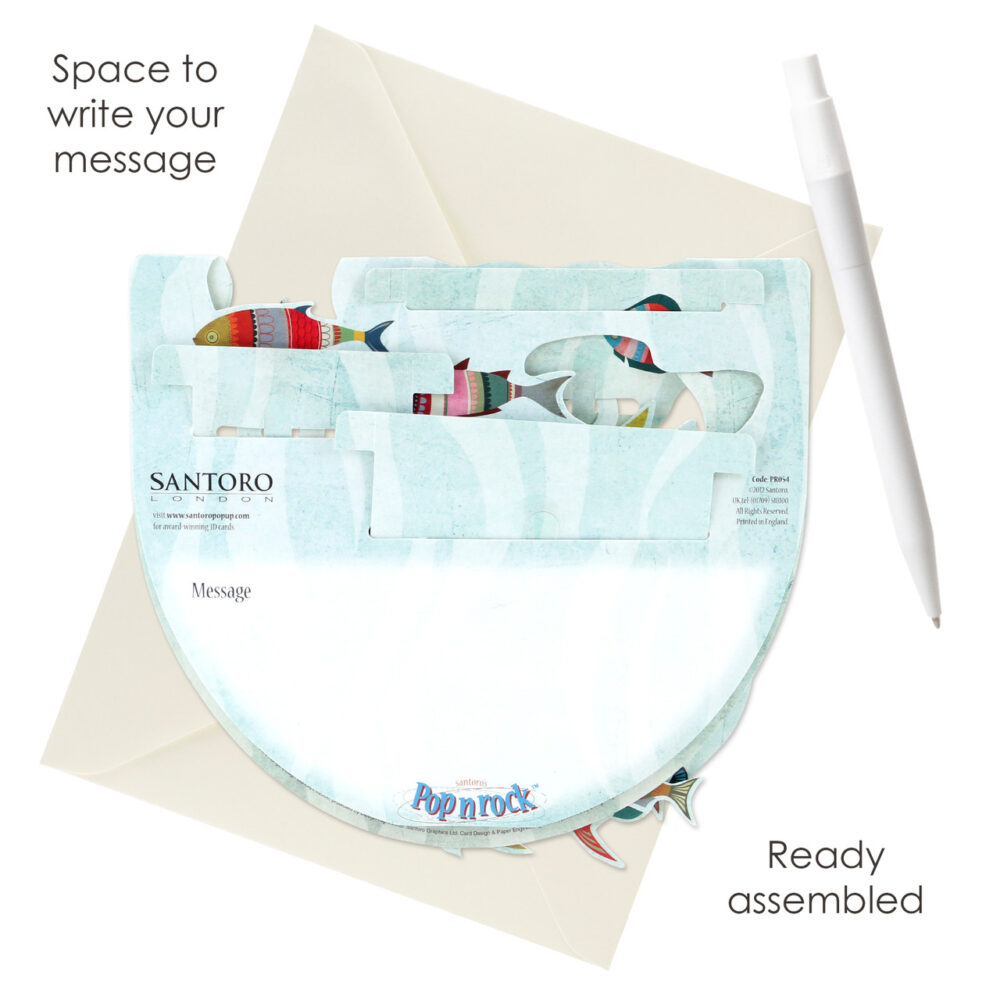 Santoro Fish Popnrock 3D Pop-Up Card - Greetings and Birthday Card - Image 4