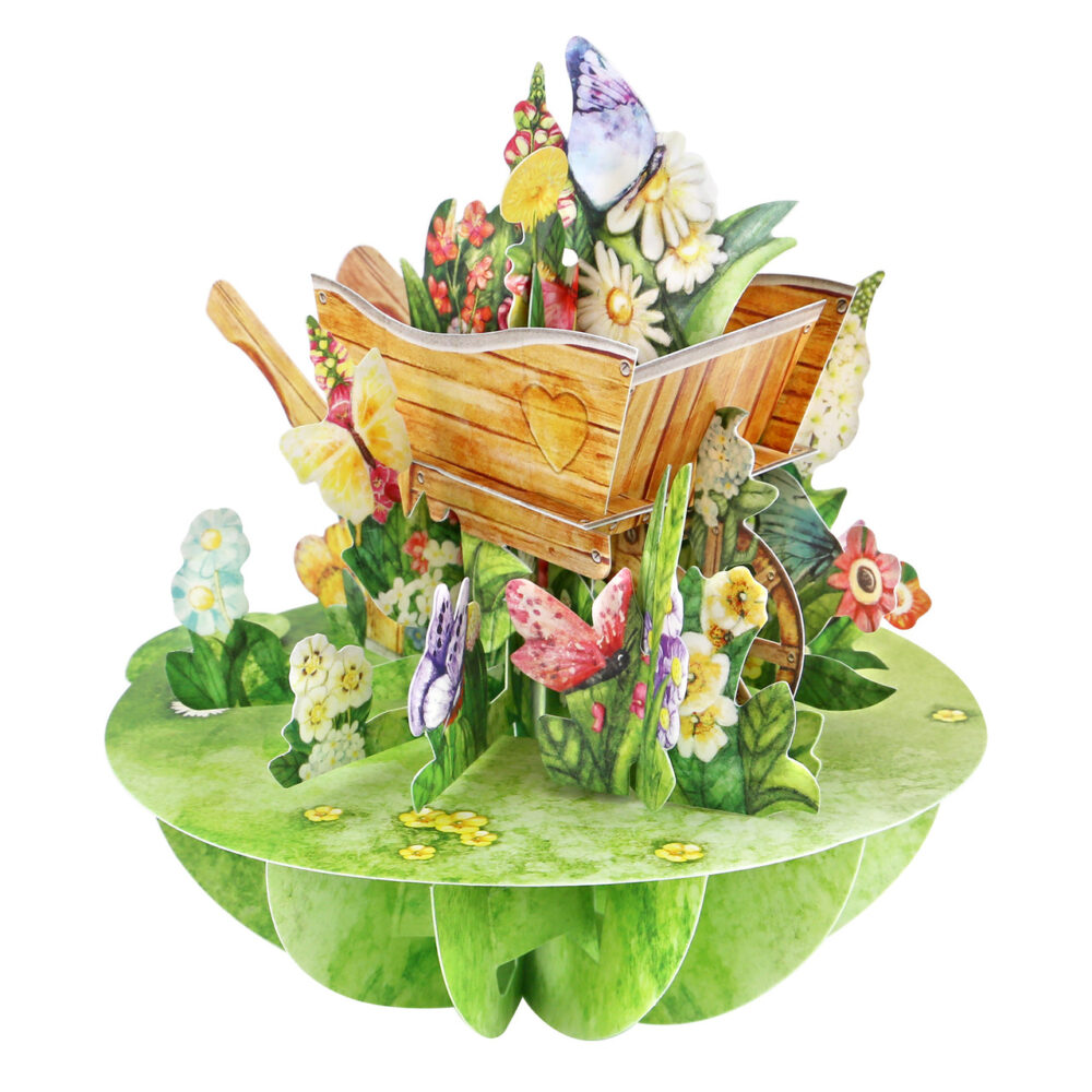 Santoro Wheelbarrow Of Flowers Pirouettes 3D Pop-Up Card - Greetings and Birthday Card - Image 2