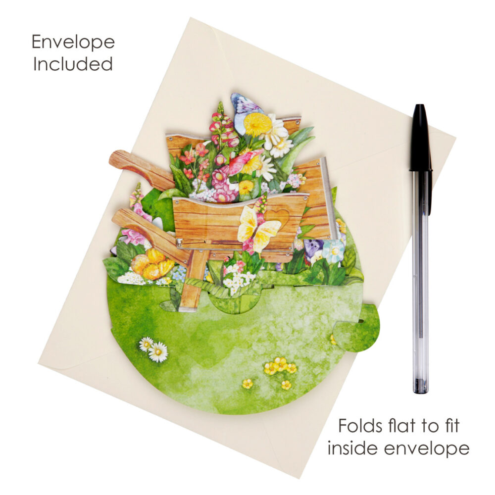 Santoro Wheelbarrow Of Flowers Pirouettes 3D Pop-Up Card - Greetings and Birthday Card - Image 4