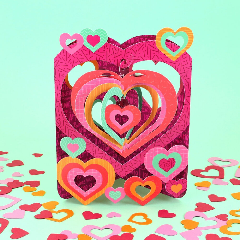 Santoro 3D Pop-Up Swing Card - Love Hearts - Greetings Card Birthday Card - Image 2