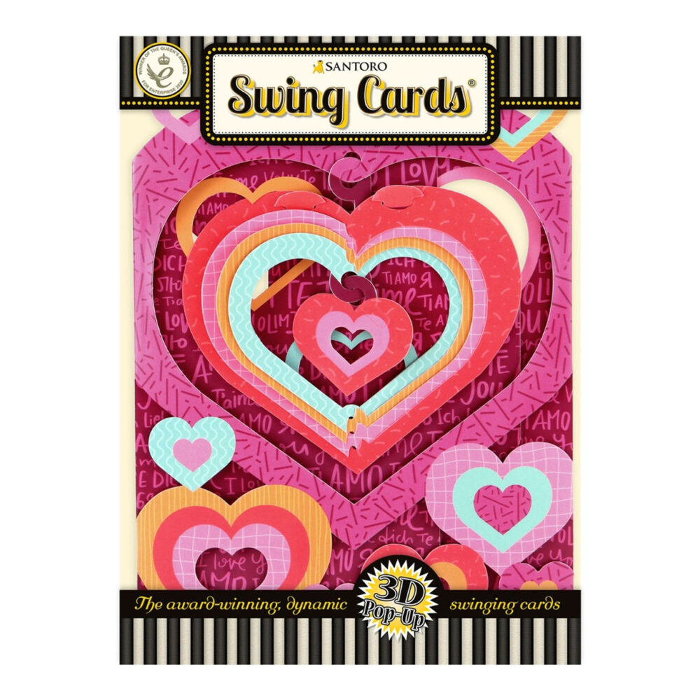Santoro 3D Pop-Up Swing Card - Love Hearts - Greetings Card Birthday Card - Image 6