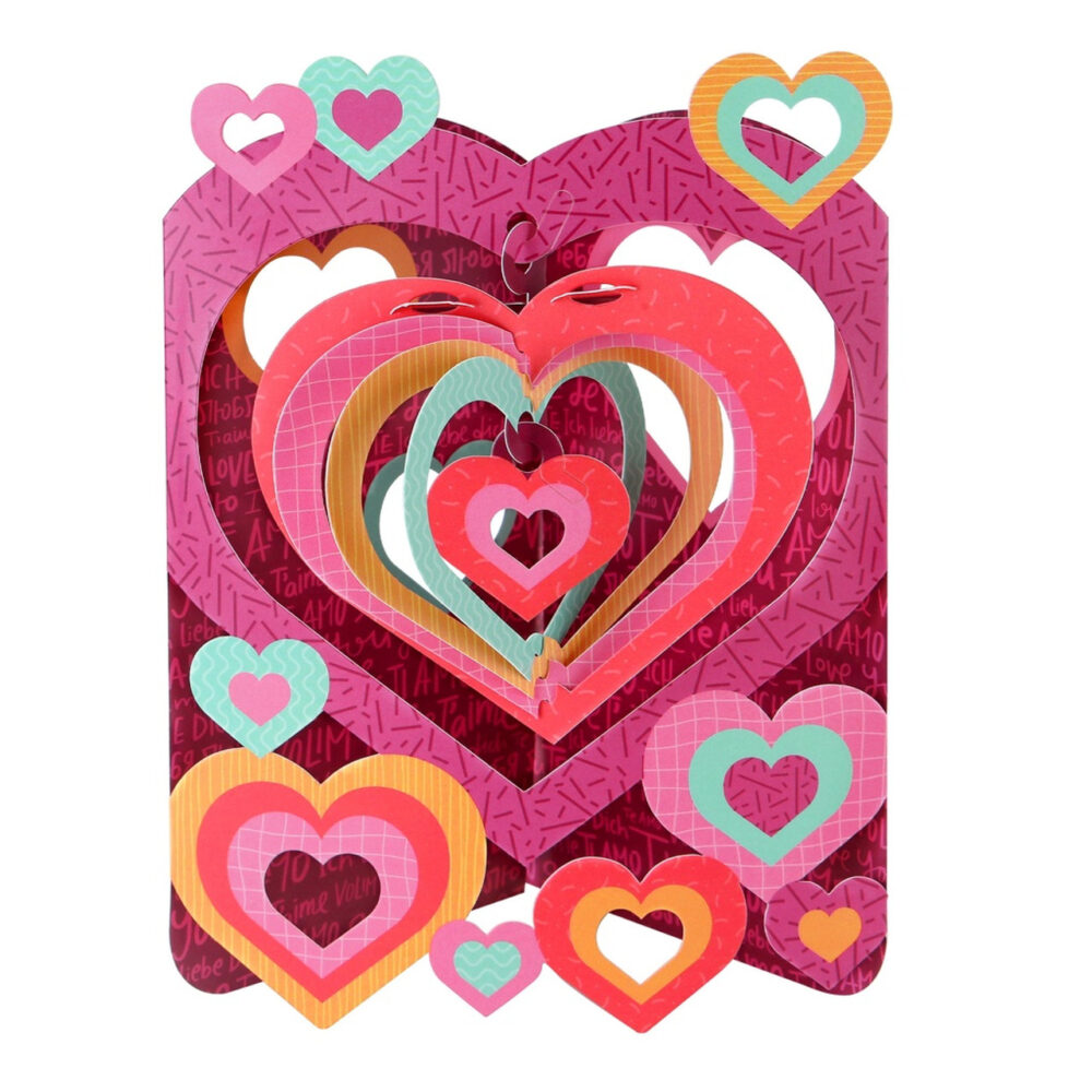 Santoro 3D Pop-Up Swing Card - Love Hearts - Greetings Card Birthday Card