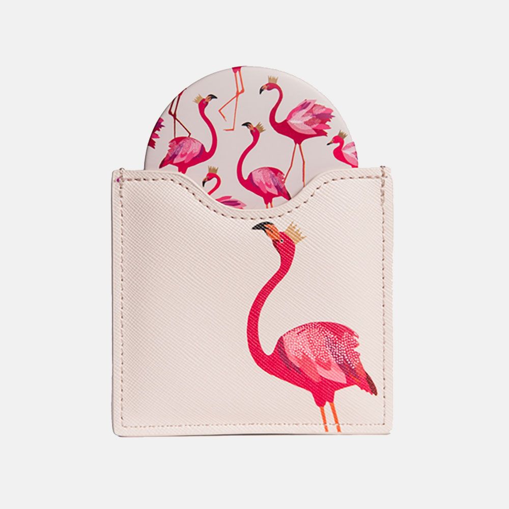 Flamingo Cosmetic Mirror in Pouch - Sara Miller London