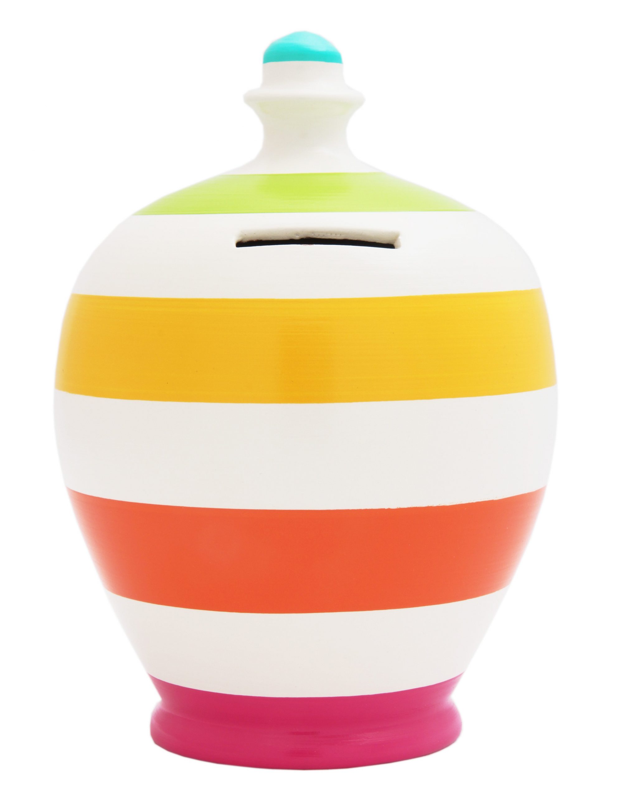 Terramundi Money Pot - Stripe White With Multi Colours - B4