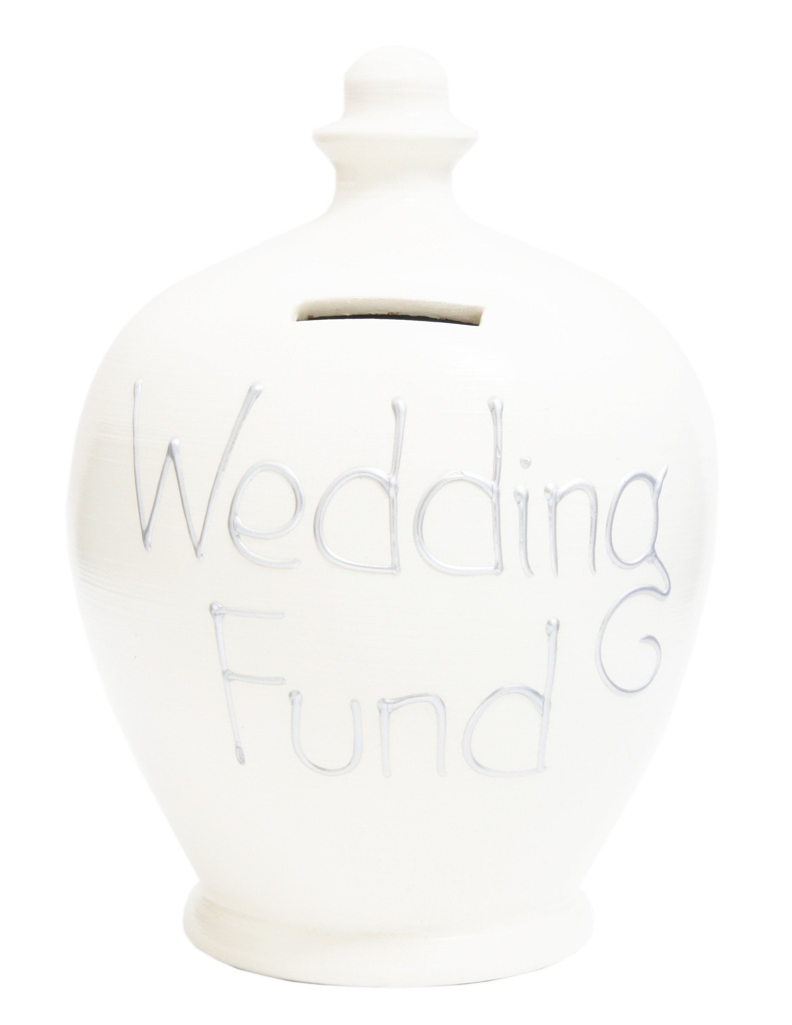 Terramundi Money Pot - Wedding Fund, White with Silver Writing - S31