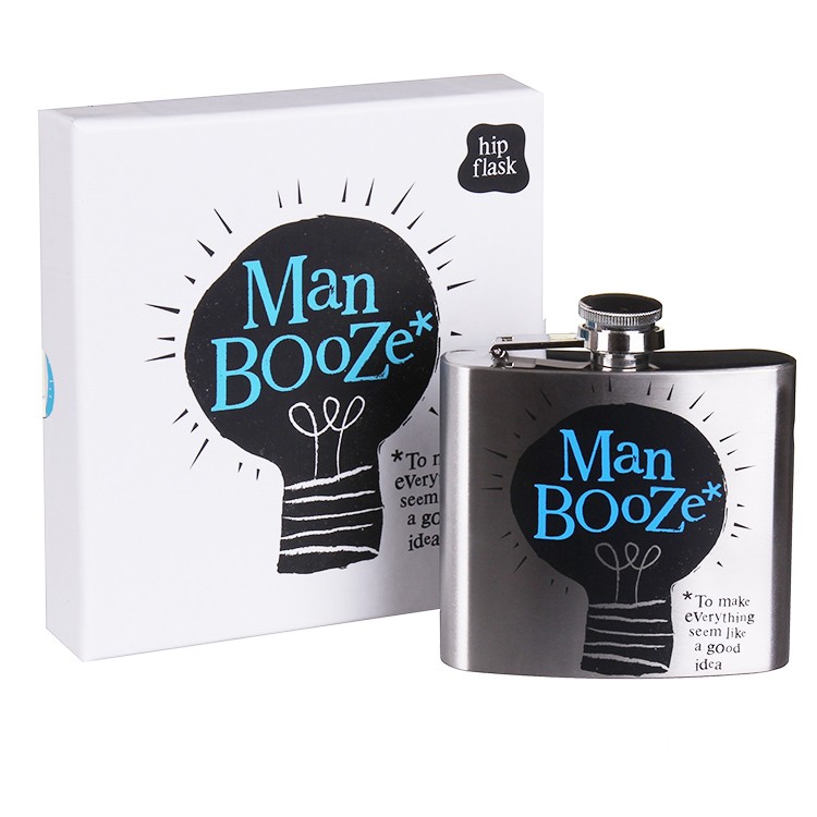 Man Booze Hip Flask, Boxed - The Bright Side - Image 3