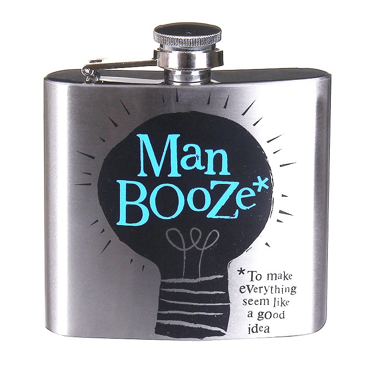 Man Booze Hip Flask, Boxed - The Bright Side - Image 4