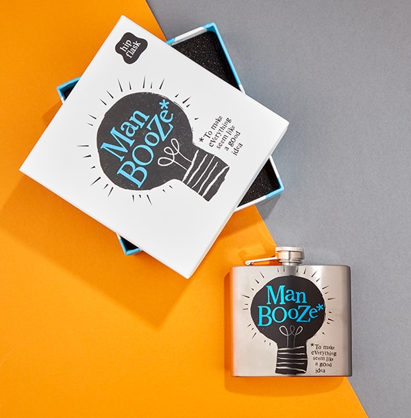 Man Booze Hip Flask, Boxed - The Bright Side - Image 2