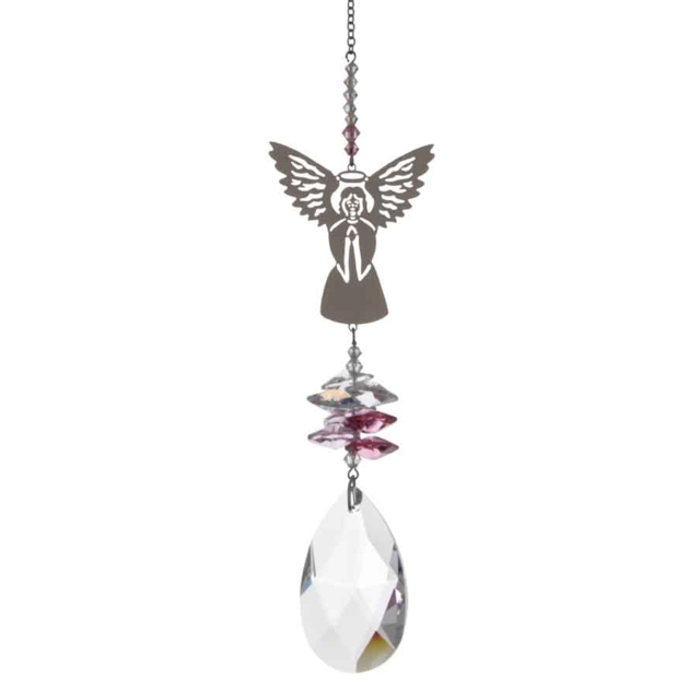 Large Crystal Fantasy Pink Guardian Angel Hanging Swarovski Suncatcher