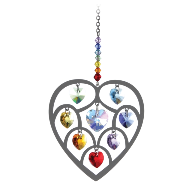 Crystal Radiance - Large Heart of Hearts - Chakra Swarovski Crystal Heart Rainbow Maker Sun Catcher