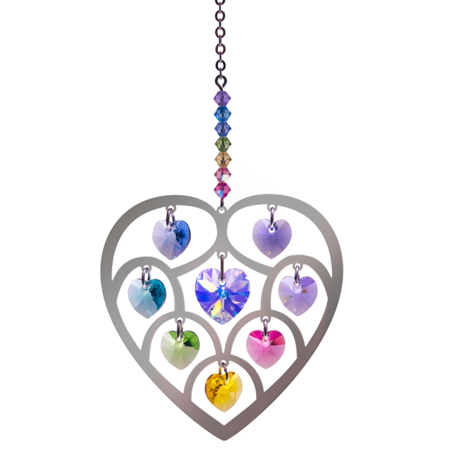 Crystal Radiance - Large Heart of Hearts - Confetti Swarovski Crystal Heart Rainbow Maker Sun Catcher