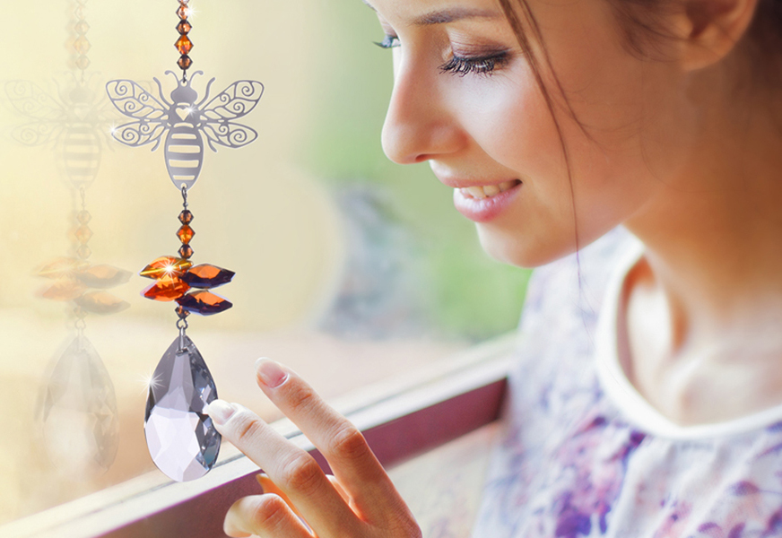 Crystal Fantasy Bee Autumn Gold Hanging Swarovski Suncatcher - Image 2