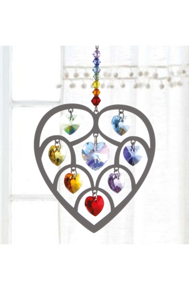 Crystal Radiance - Large Heart of Hearts - Chakra Swarovski Crystal Heart Rainbow Maker Sun Catcher - Image 2