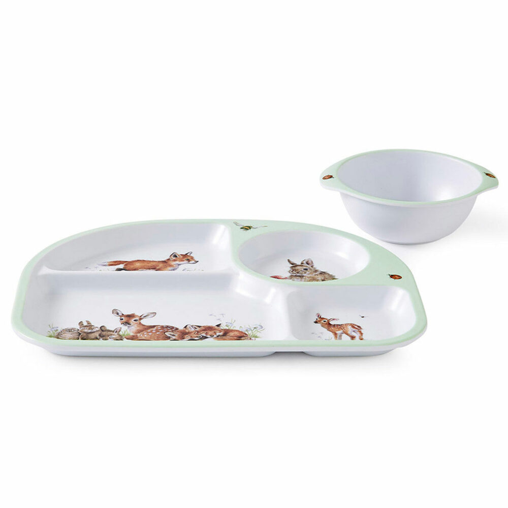 Wrendale Little Wren Baby Collection - Woodland Melamine Divided Plate & Bowl Set - Wrendale Designs - Image 4
