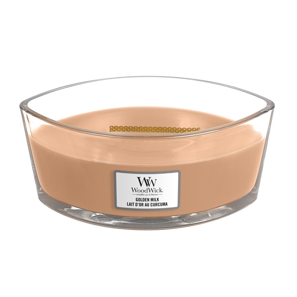 WoodWick HearthWick Golden Milk Ellipse Candle, 453g