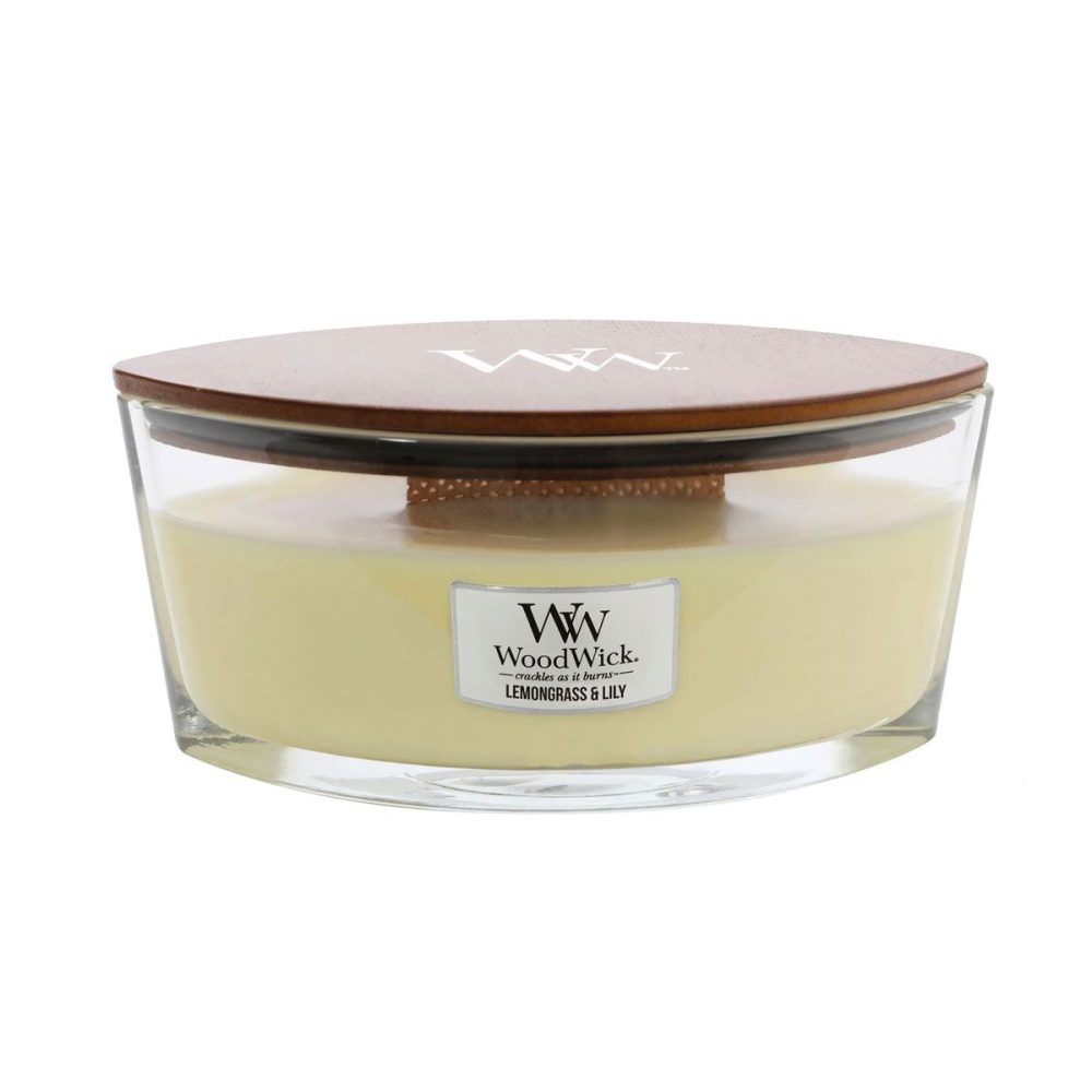WoodWick HearthWick Lemongrass and Lily Ellipse Candle, 453g
