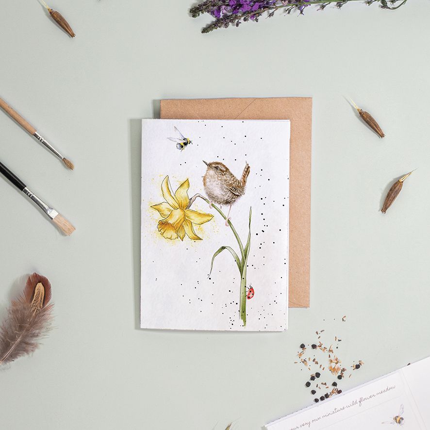 ‘The Birds and the Bees‘ Wren Seed Card - Wrendale Designs - Image 2