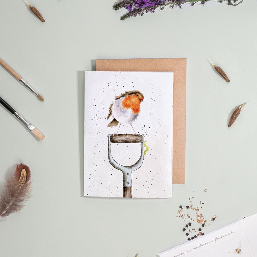 ‘The Gardener's Friend‘ Robin Seed Card - Wrendale Designs - Image 2