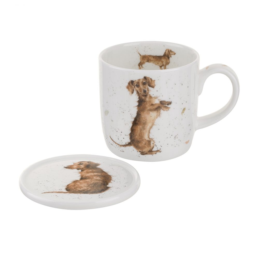 Wrendale Designs Hello Sausage Dog Dachshund Mug & Coaster Set