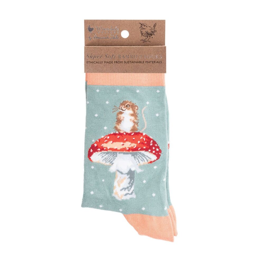 'Hes a Fungi’ Mouse Toadstool Socks - Wrendale Designs