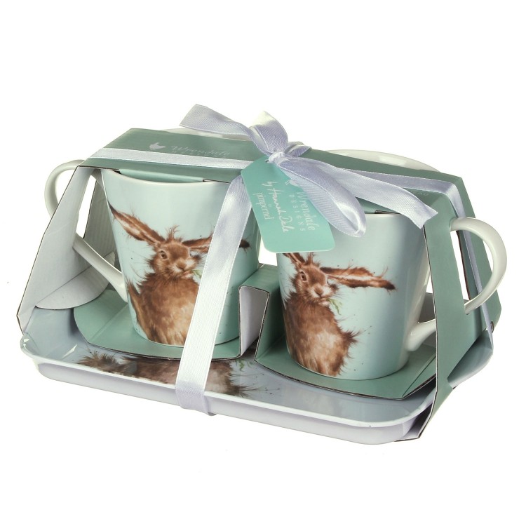 Wrendale Designs Hare Mug Pair & Tray Set