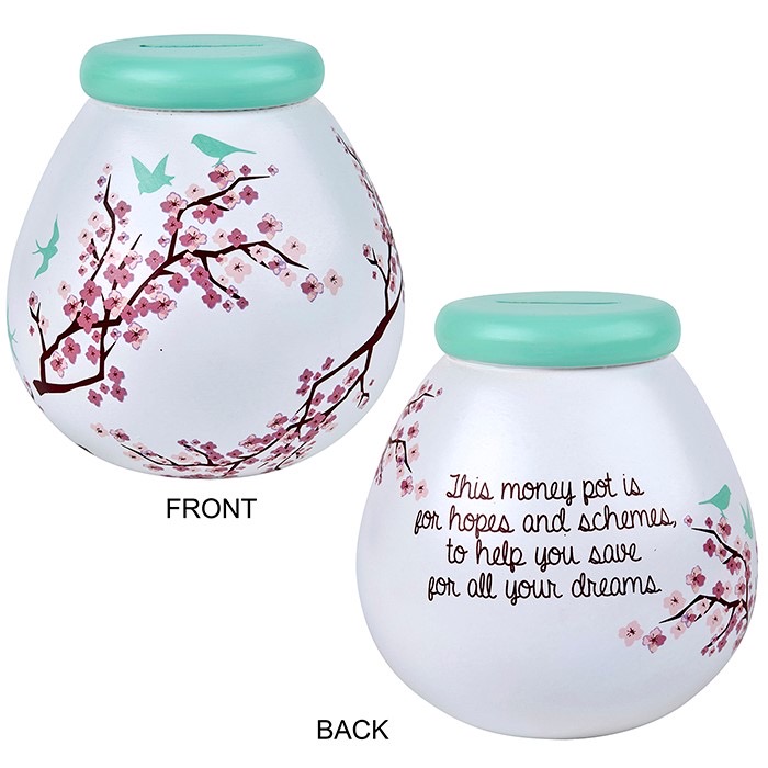 Pot of Dreams Cherry Blossom Smashable Money Pot
