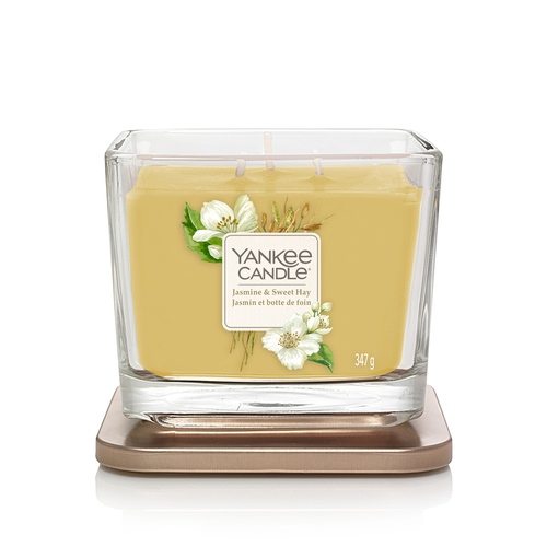 Yankee Candle Elevation Collection - Jasmine and Sweet Hay - Medium 3-Wick Square Candle