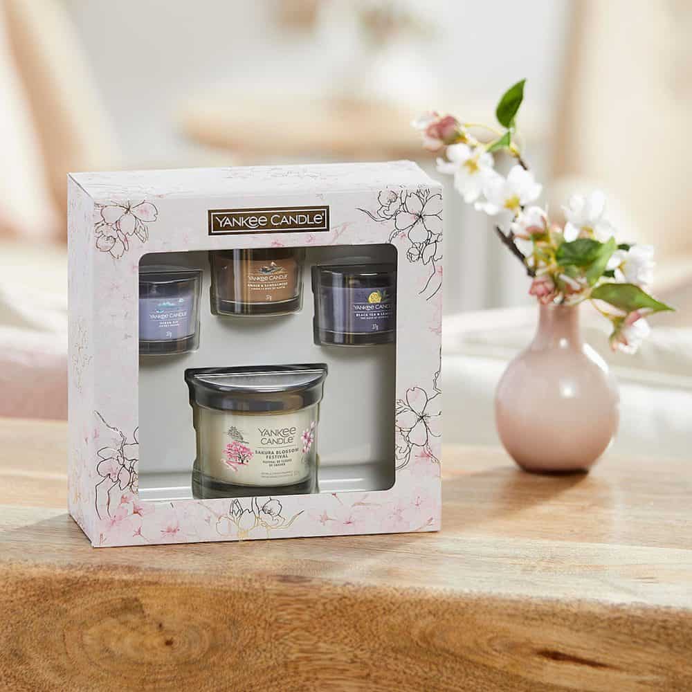 Yankee Candle Small Tumbler & 3 Filled Votive Gift Set - Sakura Blossom Festival