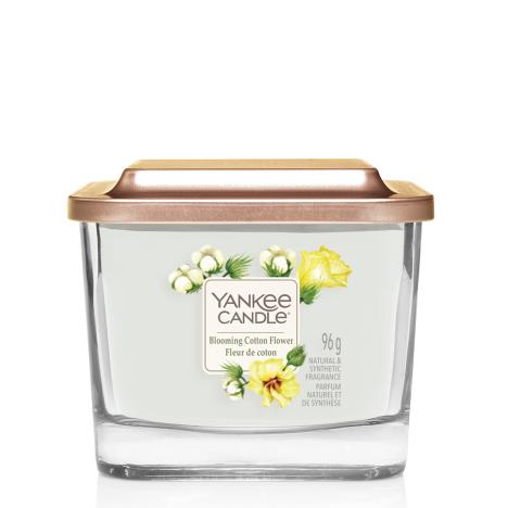 Yankee Candle Elevation Collection – Blooming Cotton Flower - Small 1-Wick Square Candle