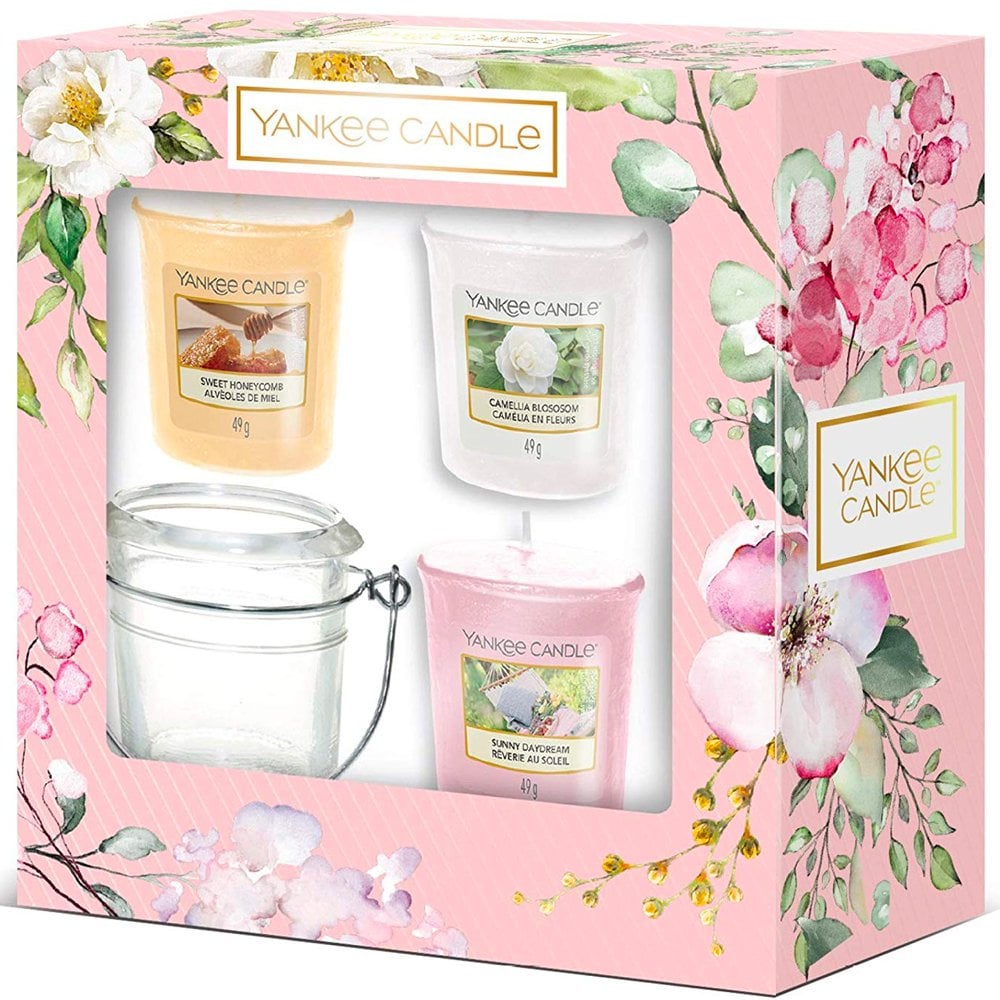 Yankee Candle 3 Votive Candle & Holder Gift Set - Garden Hideaway