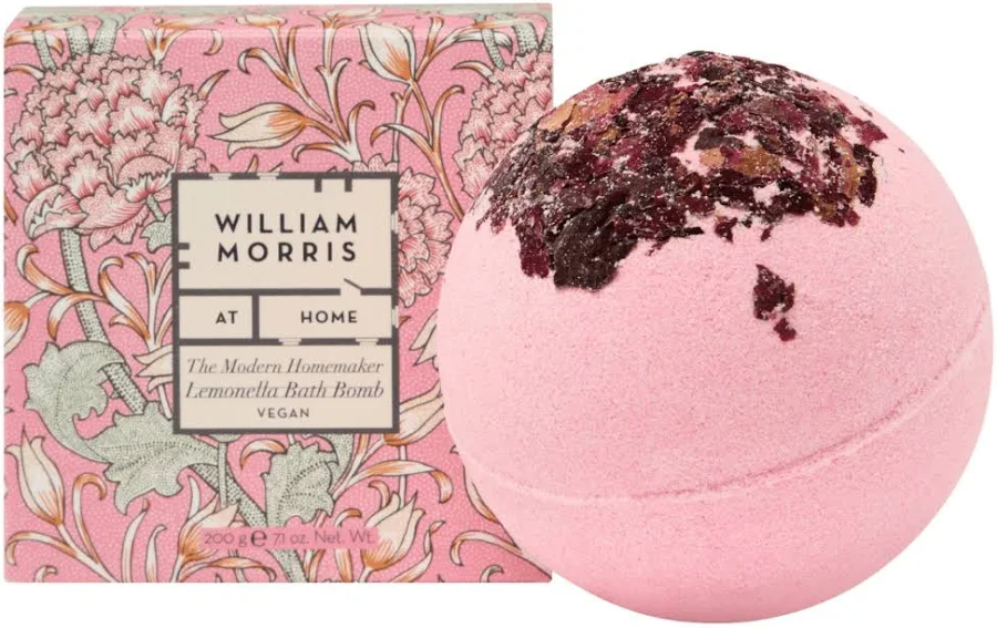 William Morris The Modern Homemaker Rose Petal Vegan Bath Fizzer 200g Bath Bomb