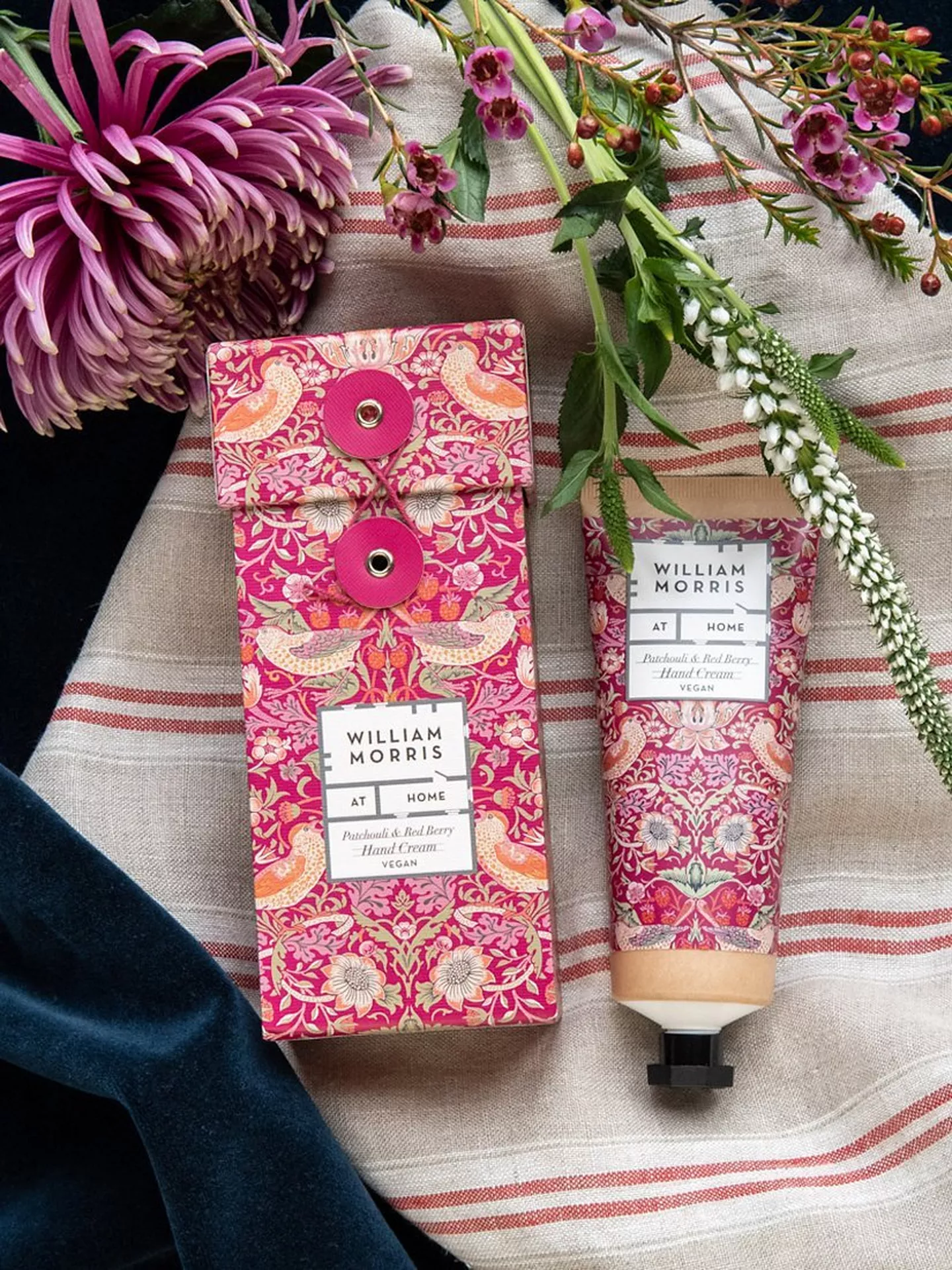 William Morris Strawberry Thief Patchouli and Red Berry 100ml Hand Cream in Gift Box